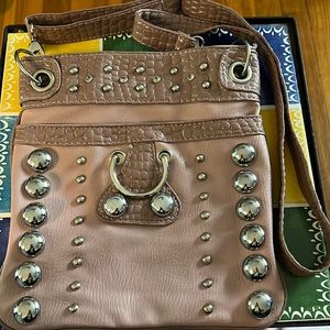 Pink Crossbody Purse with Silver Accents